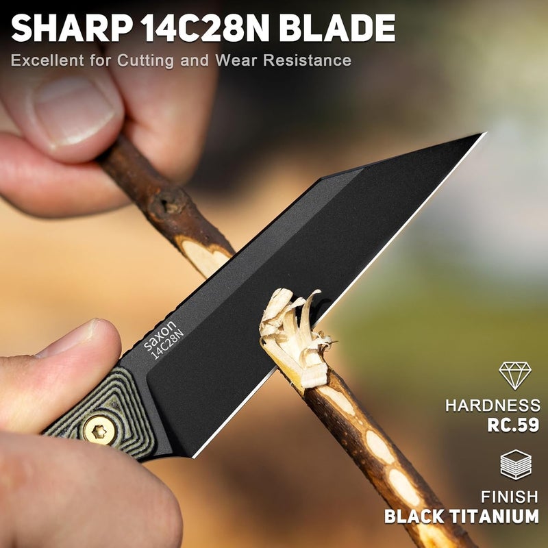 NedFoss RAVEN EDC Fixed Blade Knife with Sheath, 3.4" 14C28N Steel Hunting Knife with G10 Handle, Camping Fixed Blade Small EDC Knives for Hiking, Survival - Image 2